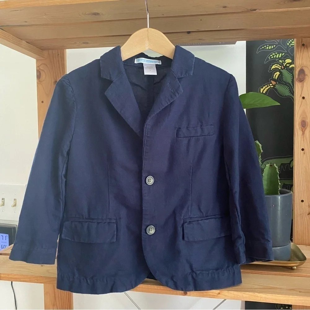 Janie and Jack Navy Blue Linen Cotton Blazer Jacket 3t